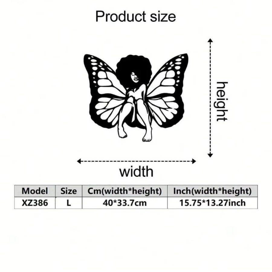 CIFBUY Metall Wandkunst Afrikanische Frau mit Schmetterling in Schwarz, B: 30 cm, H: 30 cm, T: 30 cm - Bild 2