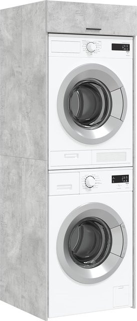 Waschmaschinenschrank Yiwydaa in Grau im Beton-Look, B/T/H: 67,5 x 68,0 x 200,0 cm - Bild 1