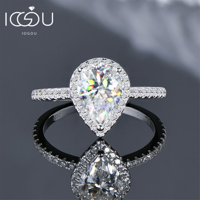 IOGOU Verlobungsring, 925 Silber, Moissanit, Damen - Bild 1