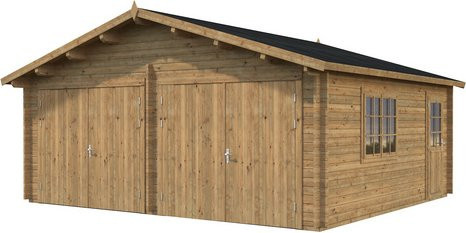 Palmako Holzgarage Roger aus Fichte in Braun mit Holztor, Fenster und Nebeneingangstür, B/T: 575 x 510 cm - Bild 2
