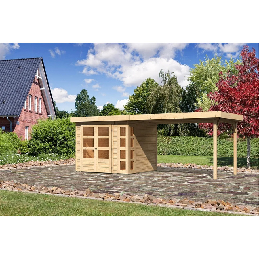 Karibu Holz-Gartenhaus Sölve in Natur mit Flachdach und modernem Design, B: 238 cm, T: 213 cm, H: 211 cm - Bild 2
