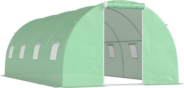 Outsunny Begehbares Foliengewächshaus Polytunnel Dunkelgrün B: 6 m, T: 3 m - Bild 1