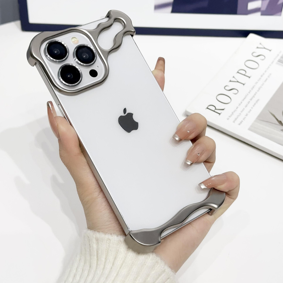 Luxus Handyhülle aus Titan-Metalllegierung mit unregelmäßigem Design und Objektivschutz für iPhone 13 14 15 Pro Max und 15 Plus - Bild 2