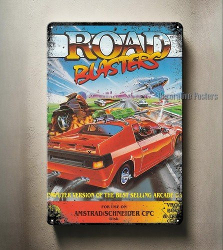 Amstrad Road Blasters Videospiel-Metallposter – Sammelbares Blechschild in Multicolor, B: 20,0 cm, H: 14,0 cm - Bild 1