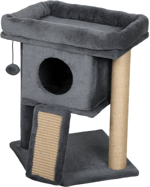 PawHut Kratzbaum Dunkelgrau mit Katzenhöhle und Spielball, B/T/H: 40 x 40 x 57 cm - Bild 1