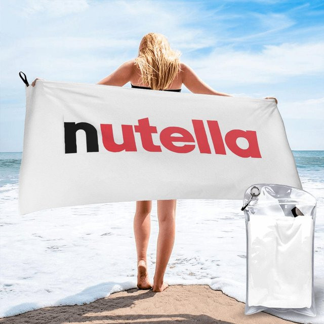 Nutella Strandtuch aus weißer Mikrofaser, schnelltrocknend und saugfähig, B/B: 70 x 140 cm - Bild 1