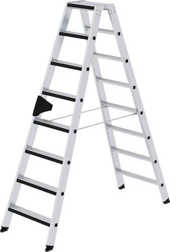 MUNK Günzburger Steigtechnik Aluminium-Stehleiter relax step beidseitig begehbar silber mit 2 x 8 Stufen und einer maximalen Arbeitshöhe von 3,5 m - Bild 1