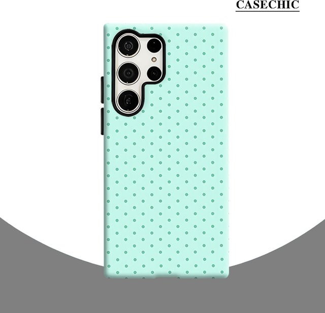 Stoßfeste Doppelschichtige Handyhülle mit Polka-Dot-Muster für Samsung Galaxy S26 S25 S24 S23 Ultra Plus in Mintgrün - Bild 1
