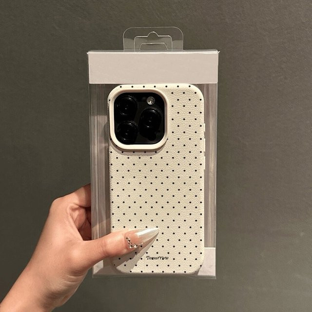 Stoßfeste Handyhülle aus Lichee-Leder mit schwarzem Punktmuster für Xiaomi Redmi Note 14 13 12 11 10 9 8 Pro Plus 4G 5G - Bild 1