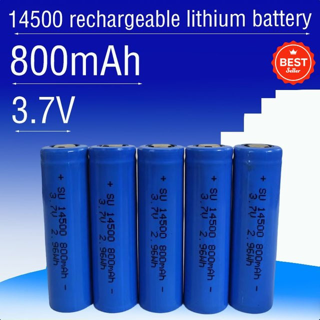 SUYIJIA 14500 Lithium-Ionen Akku 3,7 V, wiederaufladbar, 800 mAh, Farbe: Blau - Bild 1