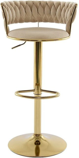 Barhocker Lomya von Vente-unique in Beige mit Gold-Akzenten und Metallgestell - Bild 1