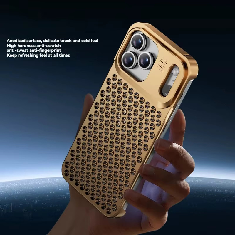 Apple iPhone 17 Pro Max Handyhülle mit Metallrahmen und Aromatherapie in Schwarz und Gold - Bild 3