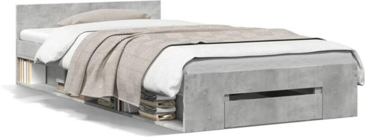 Modernes Funktionsbett mit Schublade von vidaxl aus Holzwerkstoff in Grau, B/T: 100 x 200 cm - Bild 1