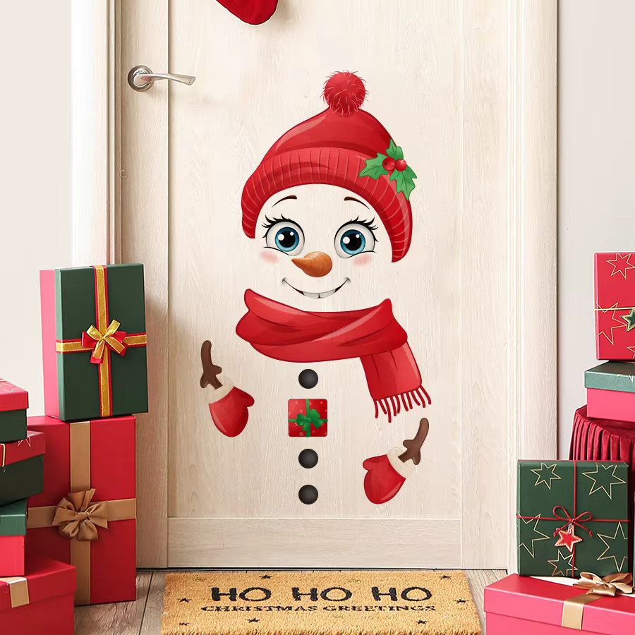 BRUP Schneemann Weihnachts Aufkleber aus PVC, abnehmbare Dekoration für Badezimmer, Wohnzimmer und Schlafzimmer, Mehrfarbig - Bild 5