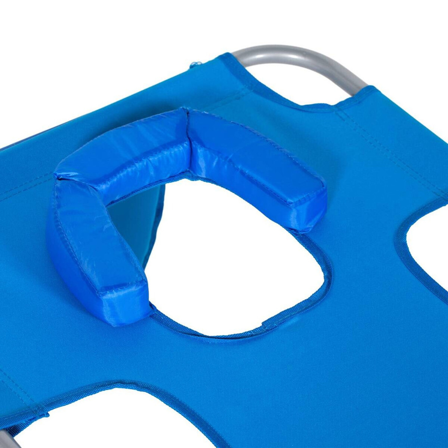 Outsunny Sonnenliege Blau mit verstellbarer Kopfstütze und Armlehnen aus UV-beständigem Polyester, B/H/L: 55 x 29 x 185 cm - Bild 3