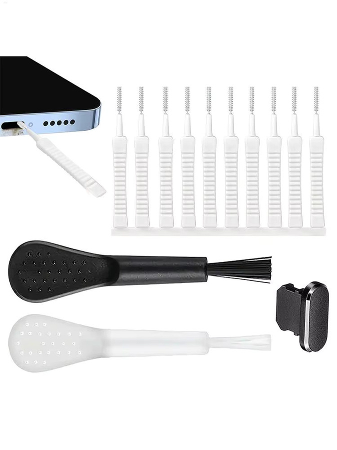 13-teiliges Handy Reinigungsset zur Staubentfernung für iPhone 16 15 Pro Max und Kopfhörer in Weiß - Bild 5