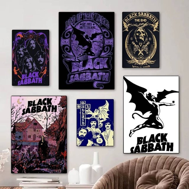 Vintage Poster Black Sabbath Singer Classic Wandkunst aus weißem Kraftpapier in Schwarz und Weiß - Bild 1
