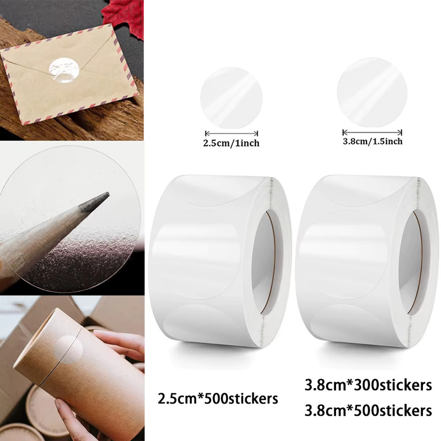 Haile Transparente Runde Aufkleber Selbstklebende Wasserdichte Verpackungsetiketten für Umschläge und Mehrzweckanwendungen - Bild 2