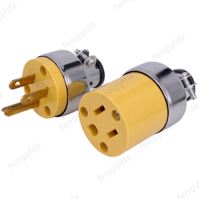 fydz America L5-15P L5-15R US-Stecker Verlängerungskabel Typ B, 15 A, dreipolig, gelb - Bild 1