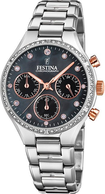 Festina Chronograph, Edelstahl, Blau, Quarz, 36 mm, Damen - Bild 1
