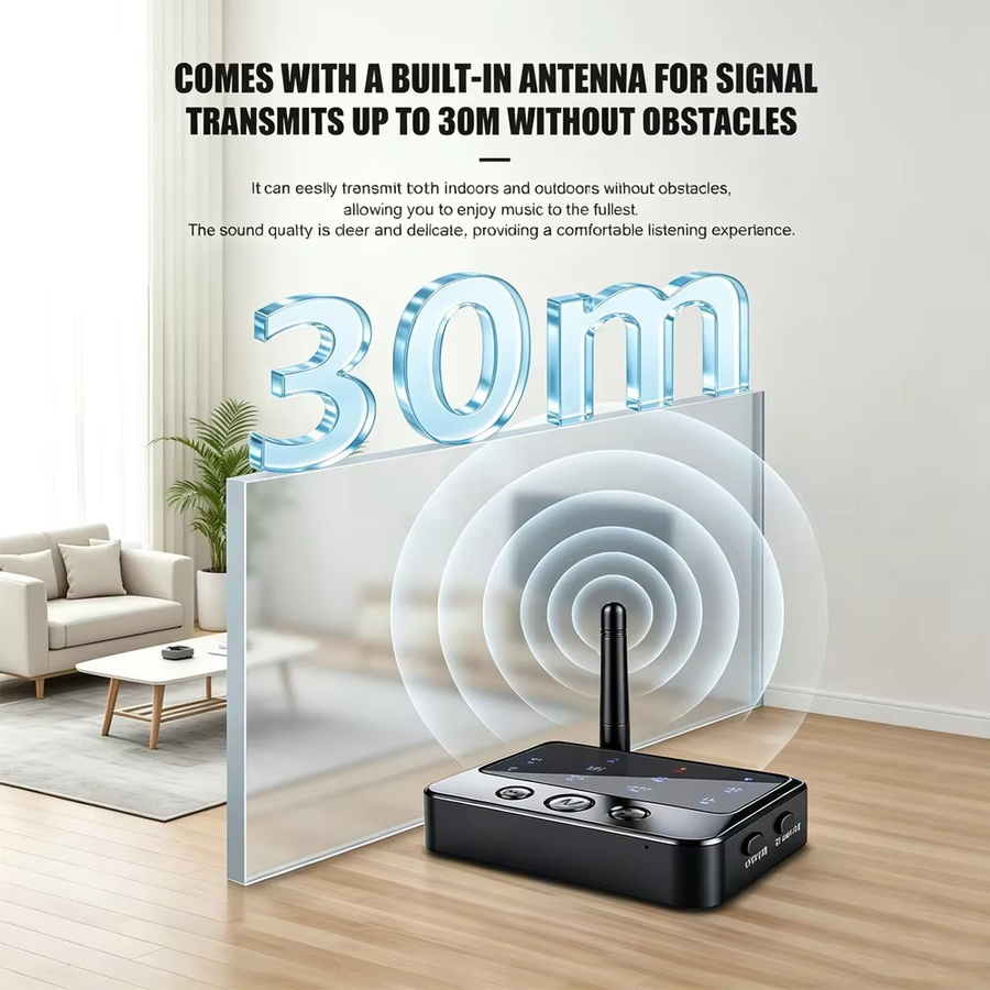 KEBIDU Bluetooth 6.0 Empfänger und Sender 2-in-1 Audio-Adapter mit AptX-Adaptive, AD, HD, LL und AAC/SBC in Schwarz - Bild 6