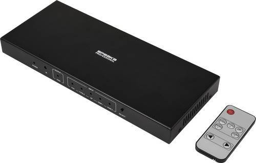 SpeaKa Professional SP-HDPS-300 5 Port HDMI-Switch mit Fernbedienung, Metallgehäuse, LED-Anzeige und PC-Steuerung, 4K UHD, Schwarz - Bild 1