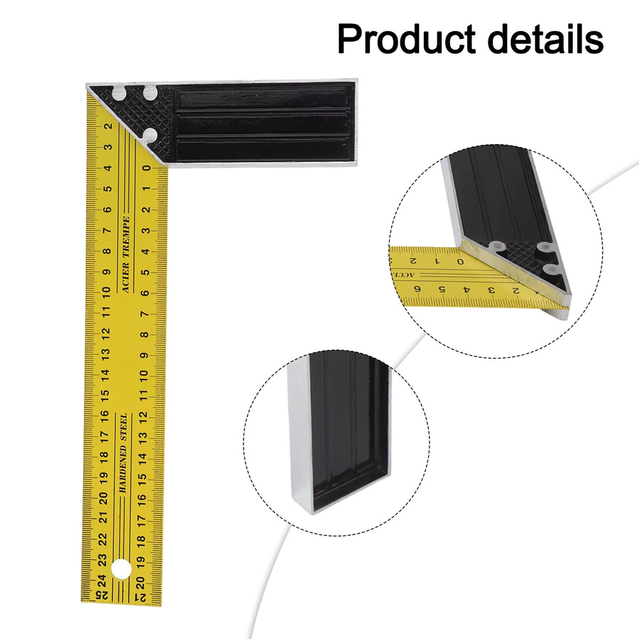 VIBRATITE Winkel-Quadrat-Lineal aus Edelstahl für Schreiner und Holzbearbeitung, 90-Grad-L-Winkel zur Präzisionsmessung - Bild 4