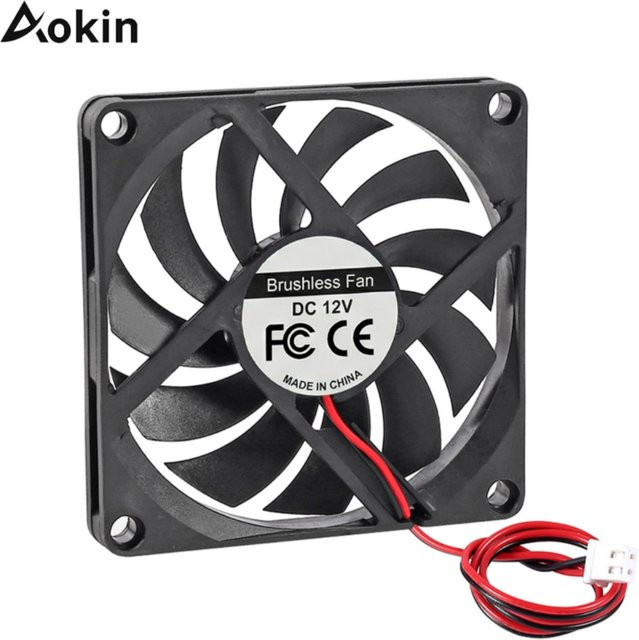 AOKIN DC-Kühlventilator 8010 12V Bürstenloser Lüfter mit 2-Pin Anschluss, Schwarz, B/T/H: 80 x 80 x 10 mm - Bild 1