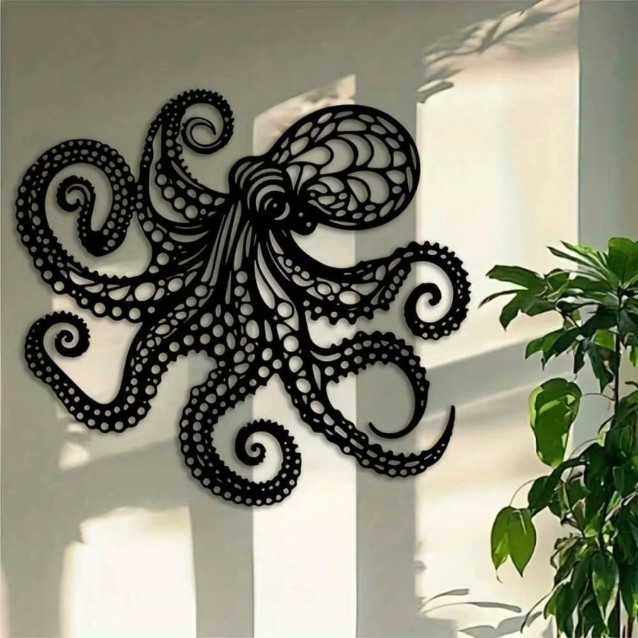 CIFBUY Wandkunst Oktopus aus schwarzem Metall im gotischen Stil für nautische Dekoration - Bild 4