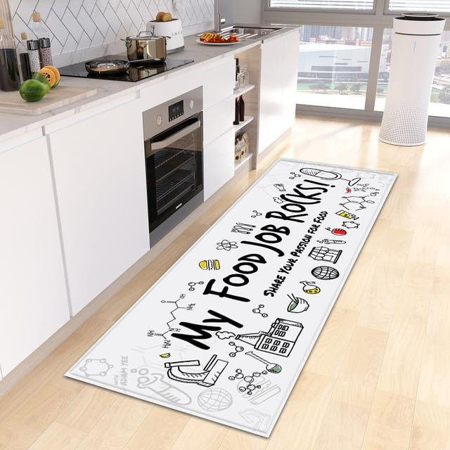 Karpetti Küchenbodenmatte mit Streifenmuster in Weiß, rutschfest und waschbar, B/T: 50 x 150 cm - Bild 1