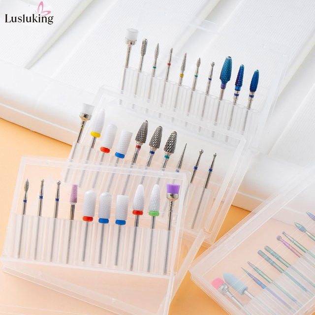 LUSLUKING Diamant Hartmetall Nagel Bohrer Set, 10/13/15 Stück - Bild 1