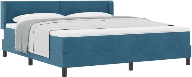 vidaXL Boxspringbett mit Matratze in Dunkelblau, Hybrid-Modell mit Federkern und Schaumstoff, B/T/H: 180 x 200 x 28 cm - Bild 1