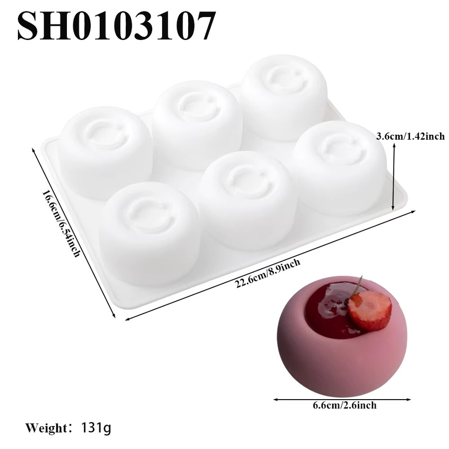 SHENHONG Silikonform für Schokolade, Pudding und Desserts, 1 oder 6-fach rund und konkav - Bild 3