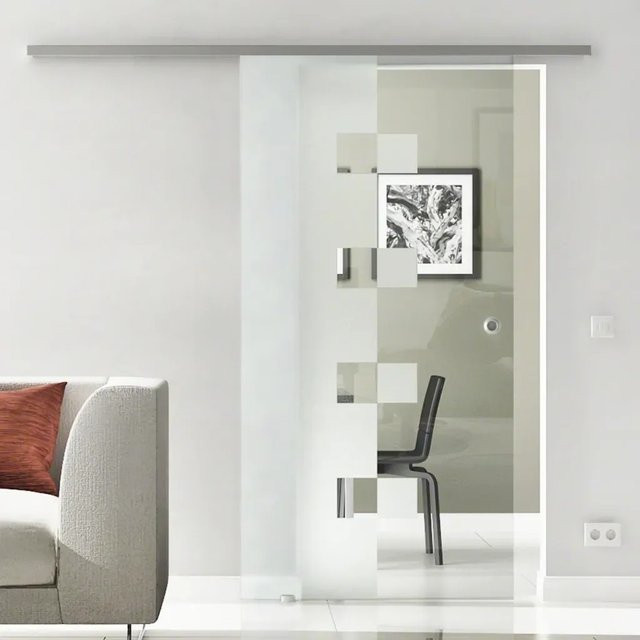Levidor Glasschiebetür Komplettset Wolfsburg in Silber, Transparent, B/H: 102,5 x 205 cm - Bild 1