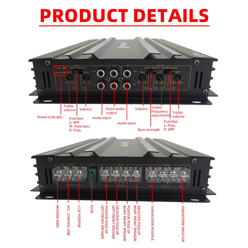 Q-PERTORS Klasse AB Car Audio 4 Kanal Stereo Leistungsverstärker in Schwarz mit 8800 W Power für Lautsprecher, Subwoofer, Höhen und Mid-Bass - Bild 3