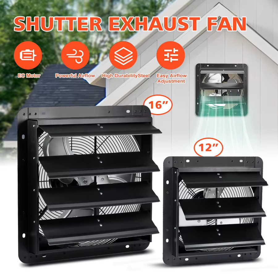 GRAXIDEA Abluftventilator mit EC-Motor und intelligentem Feuchtigkeitsregler in Schwarz, Wandmontage für Gewächshäuser, B/T/H: 40,64 x 30,48 cm - Bild 2