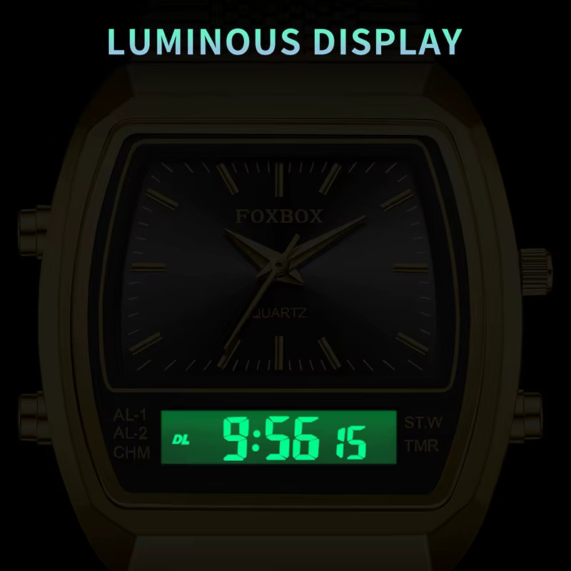 LIGE Digitaluhr, Quarz, Edelstahl, Schwarz, Silber, Herren - Bild 4