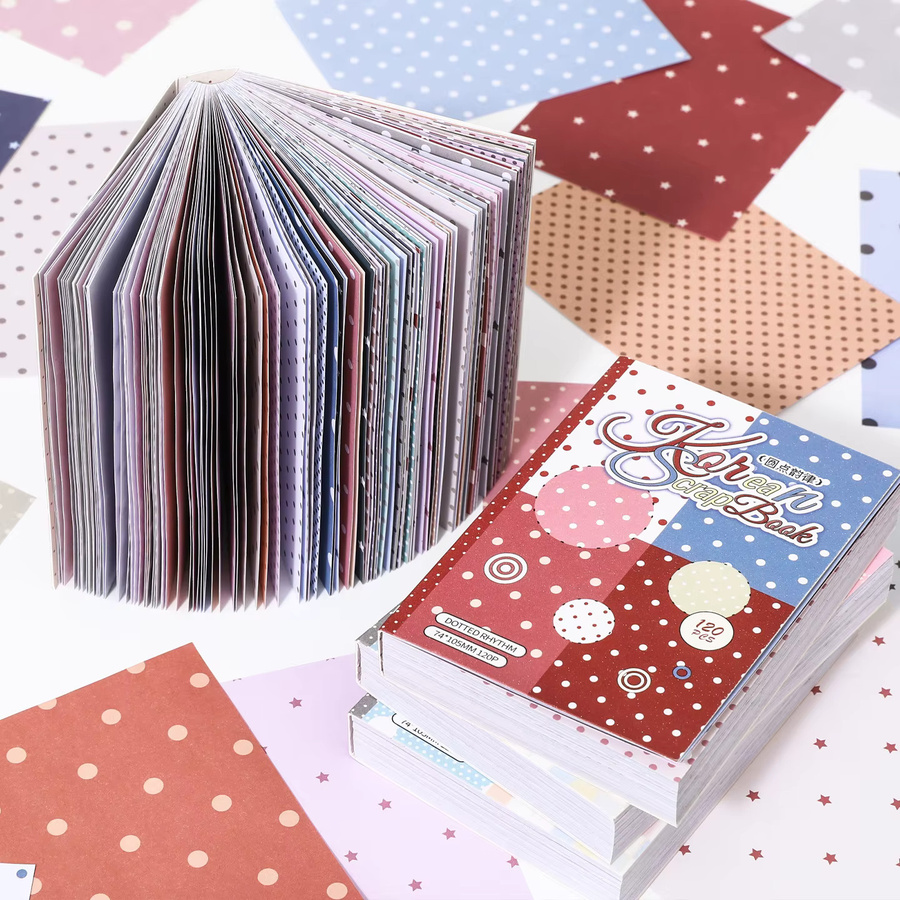120-teiliges Scrapbook-Papier-Set im Y2K-Style mit Polka Dot, Macaron-Farbschema, Pastell-Leopard und Karo in Multicolour - Bild 2