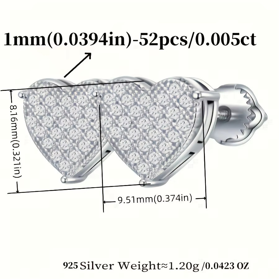 Umcho Herz-Ohrstecker, Moissanit-Diamant, 925 Silber, Damen - Bild 4