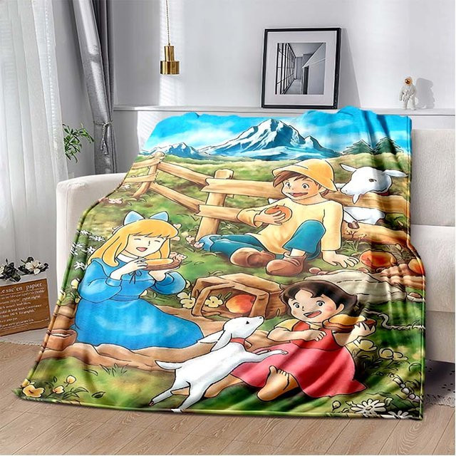 SywEight Heidi Mädchen der Alpen Anime Flanell Überwurf, weich und warm, B/B/H: 75 x 90 cm, Mehrfarbig - Bild 1