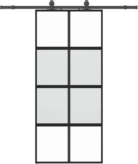 vidaXL Schiebetür aus Hartglas in Schwarz mit Beschlag, B: 90 cm, H: 205 cm - Bild 1