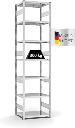 PROREGAL Fachbodenregal Stecksystem T-Profil Heavy-Duty Grundregal mit 7 Ebenen, Lichtgrau, H x B x T: 300 x 75 x 50 cm