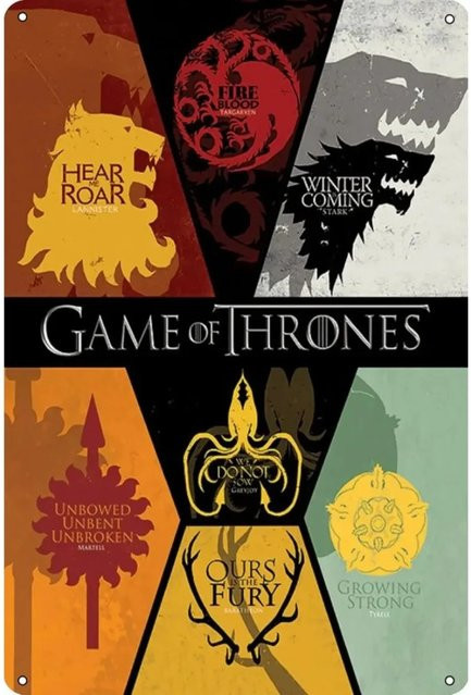 CIFBUY Retro Metall Blechschild Game of Thrones Wanddekoration Mehrfarbig B: 30,0 cm, H: 20,0 cm - Bild 1