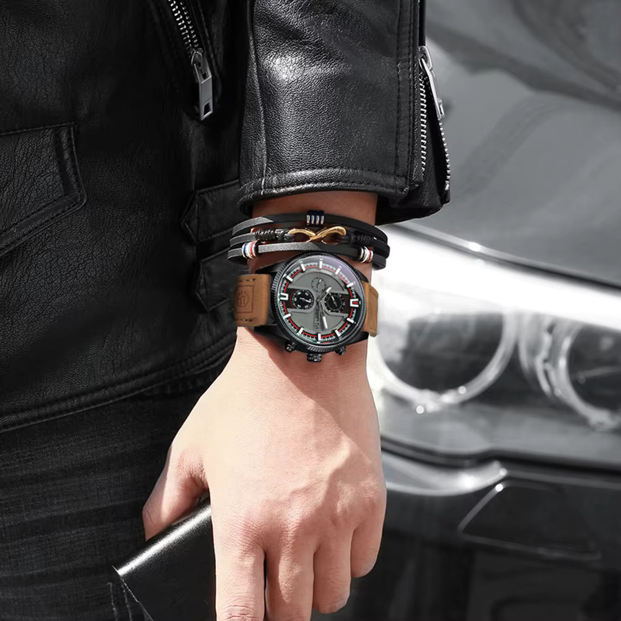 Forsining Armbanduhr Automatik, Edelstahl, Leder, Schwarz, Herren - Bild 3
