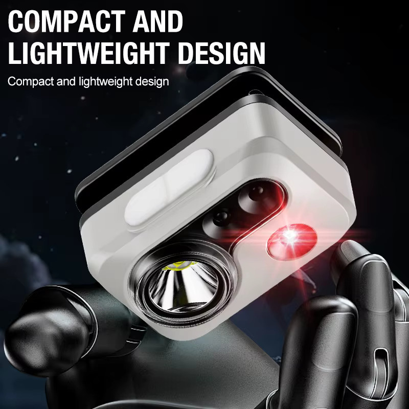 Ultrahelle Stirnlampe mit Sensorfunktion und rotem blinkendem Warnlicht für Outdoor, Camping, Wandern und Radfahren - Bild 4