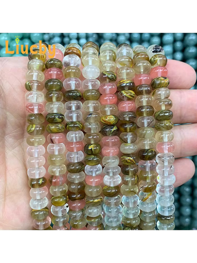 Liucby Abakus Spacer Perlen, Naturstein Wassermelone, 4/6/8mm - Bild 2