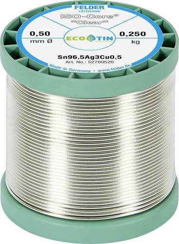 Felder ISO-Core Clear SAC305 Lötzinn Spule Sn96,5Ag3Cu0,5, Durchmesser: 0,5 mm, Gewicht: 0,25 kg - Bild 1