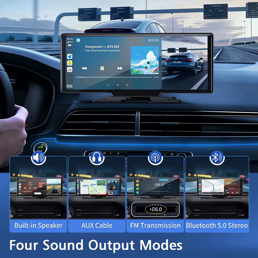 USEEBEE Dual-Lens Dashcam mit 4K Auflösung, 10,26 Zoll Display, CarPlay und Android Auto, GPS, 5G WiFi und Bluetooth, Black Box Fahrtenschreiber für LKW, Schwarz - Bild 6