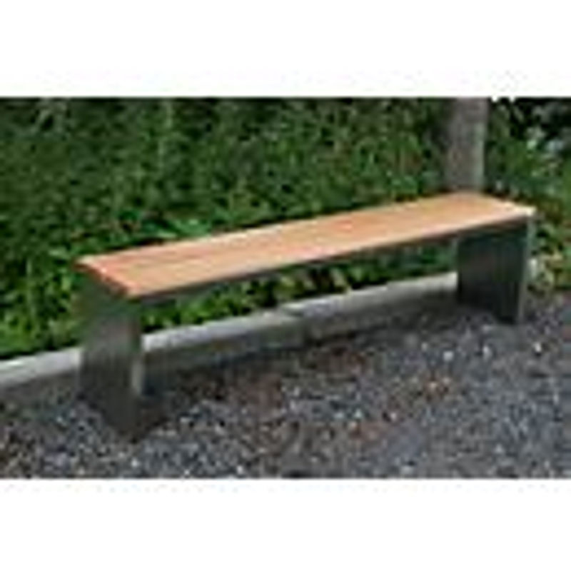 Moderne Parkbank von SZ Metall aus Edelstahl und Garapaholz in Braun, ohne Rückenlehne, B: 200 cm, T: 30 cm, H: 40 cm - Bild 2