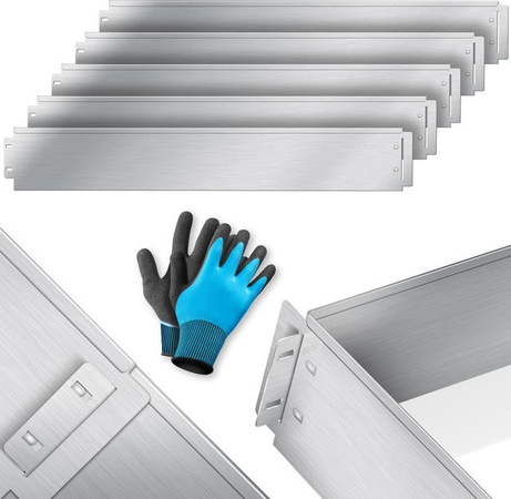 KESSER Rasenkante Beeteinfassung als Beetbegrenzung und Mähkante aus Metall im Palisaden-Design inklusive Handschuhen